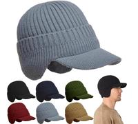 LAKEMON Hemzira Warm Ear Protection Knitted Hat,Mens Winter Cap with Ear Flaps,Winter Outdoor Riding (Gray)
