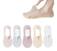 LAKEMON Invisible Non Slip Ice Silk Socks for Women, Ice Silk Breathable Socks,Ultra Low Cut Liner Socks (5 Pairs-b)