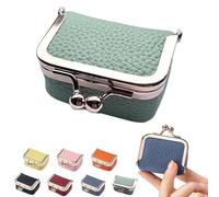 LAKEMON Mini Jewelry Box, Vintage Travel Genuine Leather Jewelry Case Organizer, Portable, Green