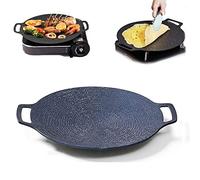 Multi-Function Medical Stone Grill Pan Non-Stick Pan,Non-stick Coating frying Pan,Round BBQ Griddle with Handle,Multifunctional Stove Plate for Meats,Pancakes,Ribs (12in)