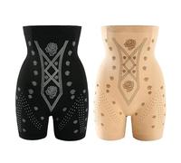 LAKEMON Negative Oxygen Ion Detox Shaping Shorts, Ion Shaping Shorts for Weight Loss (black+skin color,L)