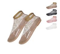 LAKEMON Ultra Comfortable Shiny gem mesh Flats Shiny gem mesh Flats, Fish Mouth Sandals For Women (Khaki,39)