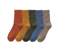 LAKEMON Winter Thermal Socks, Soft Thick Warm Socks, Cold Weather Winter Warm Socks, Cozy Crew Socks for Womens (5 pairs-e)