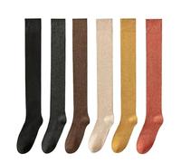 LAKEMON Women's Knee Length Socks,Cotton Knit Warm Thick Tall Long Boot Stockings,Women Thigh High Socks (6 pairs)