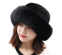 LAKEMON Womens Winter Fur Hats, Winter Thick Warm Faux Fur Caps, Adjustable Winter Furry Hats, for Women Girl Winter Outdoor Snow Cap (Black)