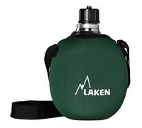 LAKEN Clasica 1 Litre Water Canteen, Aluminum Camping Bottle with Neoprene Pouch and Strap, Narrow Mouth, Leak Proof, BPA Free, Green
