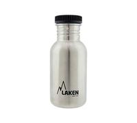 LAKEN Stainless Steel Bottle with Black Screw Cap and Wide Mouth 500 ml, Steel