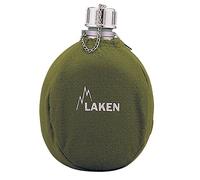 LAKEN Clasica 1 Litre Water Canteen, Aluminum Camping Bottle with Felt Pouch, Narrow Mouth, Leak Proof, BPA Free, Khaki