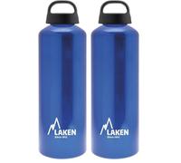 LAKEN Classic Water Bottle Wide Mouth Screw Cap with Loop - 1 Liter, Blue (Pack of 2)