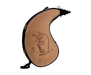 LAKEN - Spanish Leather Wine Bota Water Canteen Kidney Shape, Brown and Black - 2 Liter
