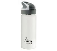 LAKEN Summit Stainless Steel Reusable Thermal Bottle with Automatic Cap and Safety Closure, 500 ml, White