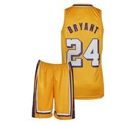 Lakers Children's Basketball Jersey Kit, Black, Yellow, Comes with Shorts, Best Gift for Basketball Fans (4-13 Years)