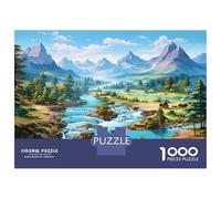 Lakes And Snowy Mountains 1000 Pcs Premium Cardstock Jigsaw Puzzle Set: Fun Family Game River Valley Forest and Beautiful Decoration Puzzle, A for All Ages 70x50cm/1000pcs