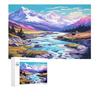 Lakes And Snowy Mountains 1000 Piece Jigsaw Puzzle- Brain Teaser Game for Adults & Children - Educational Activities Wooden Jigsaws （75×50cm）