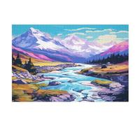 Lakes And Snowy Mountains 1000 Piece Jigsaw Puzzle- Brain Teaser Game for Adults & Children - Educational Activities Wooden Jigsaws （75×50cm）