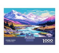 Lakes And Snowy Mountains 1000 Piece Sturdy Cardboard Premium Jigsaw Puzzle Colorful River Valley Brain Training Puzzle for Holiday Puzzle Activity Puzzle 38x26cm/1000pcs