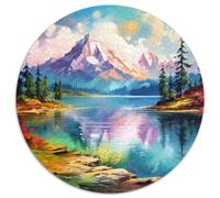 Lakes And Snowy Mountains 1000 Pieces Circle Jigsaw Puzzles for Adults Kids 14+ Natural Scenery Pretty Challenge And Cool 1000pcs (67.5x67.5cm)