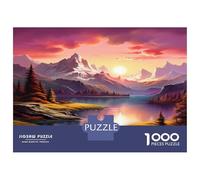 Lakes And Snowy Mountains For Decompression & Creativity: 1000 PC Recycled Cardboard Jigsaw Lake Mountain Sunset Impossible Hard Difficult Challenging, for Wall Decor, Relaxation & Gift Giving 70x50cm