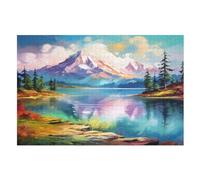 Lakes And Snowy Mountains Puzzles 1000 Pieces For Teens And Adults - Wooden Jigsaw Puzzle Family Activity Educational Games （75×50cm）