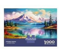 Lakes And Snowy Mountains Thick Cardboard Puzzle Game 1000 Piece Jigsaw Lake & Snowy Peaks designed for Stress Relief And Travel, A Fantastic Puzzle Idea 52x38cm/1000pcs