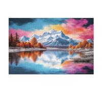 Lakes And Snowy Mountains Wooden Jigsaw Puzzles 1000 Piece Puzzle For Adults. Challenging To Complete But Fun And Humorous Jigsaws （75×50cm）
