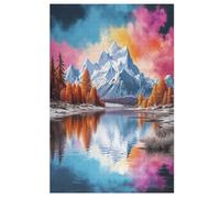 Lakes And Snowy Mountains Wooden Jigsaw Puzzles 1000 Pieces Family Activity Puzzle Educational Games for Adults And Kids Age 12 Years Up （78×53cm）