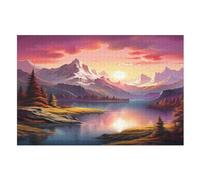 Lakes And Snowy Mountains Wooden Jigsaw Puzzles for Adults Hard Poster Puzzle 1000 Piece Precise Interlocking Educational Game Toys （75×50cm）