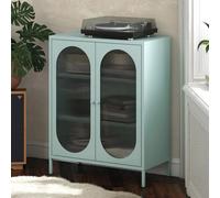 lakes metal storage cabinet 2 fluted glass doors in sky blue