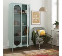 lakes metal storage cabinet tall 2 fluted glass doors in sky blue