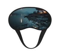 Lakeside at Night Blackout Sleep Mask for Travel Meditation Yoga Light Comfort Eye Mask with Elastic Strap