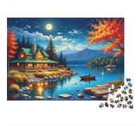 Lakeside Cabin 1000 Pieces Landscape Jigsaw Puzzle Paper for Adult Brain Teaser Educational Home Decor Scenic Puzzle 38x26cm/1000pcs
