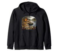 Lakeside Cabin Angler Retreat Wilderness Zip Hoodie