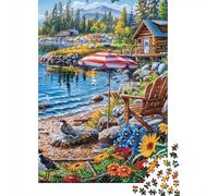 Lakeside Cabin Retreat Puzzles 1000 Piece for Adults Game for The Whole 38x26cm/1000pcs