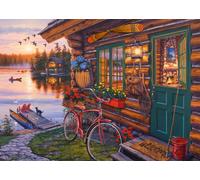 Schmidt Jigsaw Puzzle Lakeside Cabin with Bike — 1000 Pieces, Ages 14+, 1+ Players