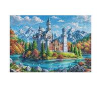 Lakeside Castle 300 Piece Jigsaw Puzzle for Adults Lake Castle Forest Kitchen Wall Decor Art Project Precision Cut Great Gift for Art Lovers 300 PCS