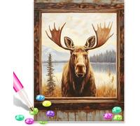 Lakeside Moose 5D Diamond Art Kits Adults 12x16 Inch Diamond Art Kit for Beginners, DIY Full Drill Diamond Painting Gem Art and Crafts, for Gift Home Wall Decor 10285