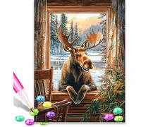 Lakeside Moose 5D Diamond Art Kits Adults 12x16 Inch Diamond Art Kit for Beginners, DIY Full Drill Diamond Painting Gem Art and Crafts, for Gift Home Wall Decor 10284