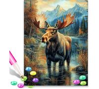 Lakeside Moose 5D Diamond Art Kits Adults 12x16 Inch Diamond Art Kit for Beginners, DIY Full Drill Diamond Painting Gem Art and Crafts, for Gift Home Wall Decor 10289