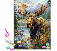 Lakeside Moose 5D Diamond Art Kits Adults 12x16 Inch Diamond Art Kit for Beginners, DIY Full Drill Diamond Painting Gem Art and Crafts, for Gift Home Wall Decor 10283