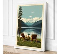 Lakeside Retreat Vintage Canvas Wall Art Print 24x16 Inch (61 x 41 cm)