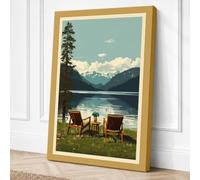 Lakeside Retreat Vintage Canvas Wall Art Print 24x16 Inch (61 x 41 cm)