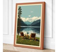 Lakeside Retreat Vintage Canvas Wall Art Print 24x16 Inch (61 x 41 cm)