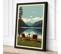 Lakeside Retreat Vintage Canvas Wall Art Print 36x24 Inch (91 x 61 cm)