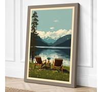Lakeside Retreat Vintage Canvas Wall Art Print 36x24 Inch (91 x 61 cm)