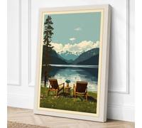 Lakeside Retreat Vintage Canvas Wall Art Print 36x24 Inch (91 x 61 cm)