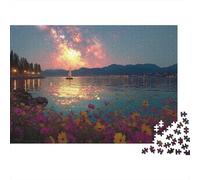Lakeside Sunset Jigsaw Puzzle 1000 Piece Jigsaw Puzzle Paper for Adults Flower Home Decor Gift 52x38cm/1000pcs