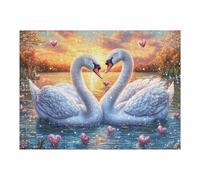 Lakeside White Swans 500 Pc DIY Jigsaw Puzzle Lake Sunset Reed Puzzles for Adults Teens Hard Challenging Team Building Stress Reducing Autumn Premium Quality Material 500 PCS