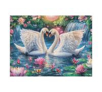 Lakeside White Swans 500 Piece Jigsaw Puzzle for Adults Happy Time Lunch Break Activity Quick Escape No Duplicate Pieces for Busy Professionals 500 PCS