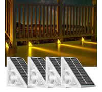 Lakey Sound Solar Lights Outdoor 4 Pack, Outside Garden Step Lights IP67 Waterproof, 10 Color Modes Solar Powered Stairs Light, 12H Lighting & Easy Install for Front Porch, Patio, Doorstep, Pathway