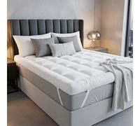 Lakhmaali Hotel Quality, Super Soft Mattress Topper Kingsize Bed - Hypoallergenic Virgin Hollow Fiber Filling King Mattress Topper with 4 Elasticized Straps to Use at Home, Hotels & Luxury Trips